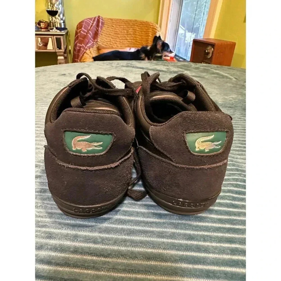 Lacoste Men's Black Sneakers with Red Stripe Size 12 - Narrow Fit - Picture 3 of 5